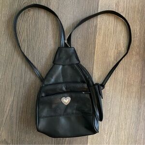 Convertible  Backpack Leather Black 9”x11”